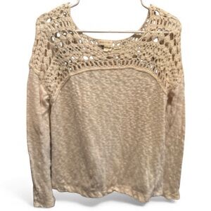 Anthropologie Meadow Rue Cream Crochet Women's Blouse